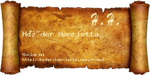 Héder Henrietta névjegykártya